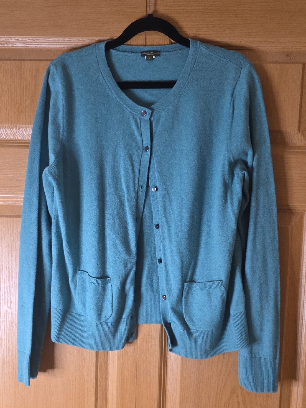Eddie Bauer Teal Button-Front Cardigan Sweater Pockets Women's Large GUC